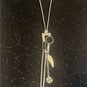 Chic Silver and Black Geometric Necklace